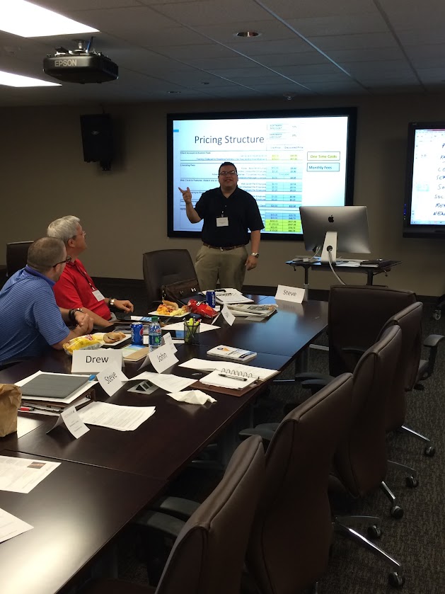 Chris presenting pricing structure at Rootworks